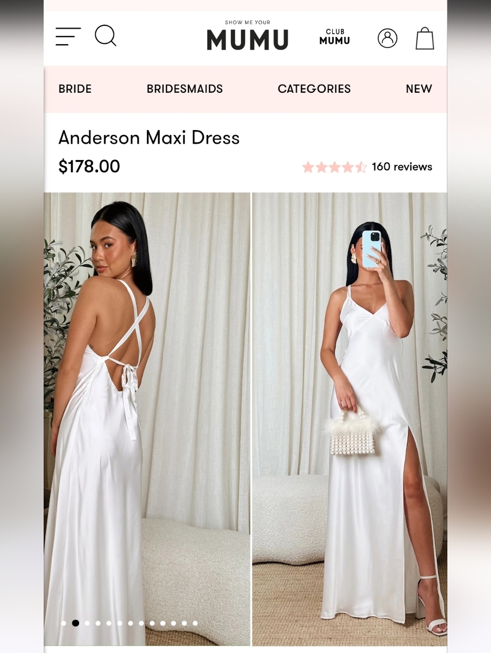NWT Show Me Your Mumu Anderson Maxi Bridal Dress in Ivory Luxe Satin XXL